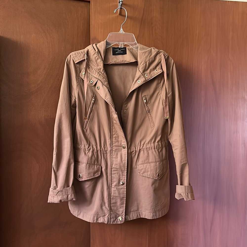Light brown 100% cotton light utility jacket